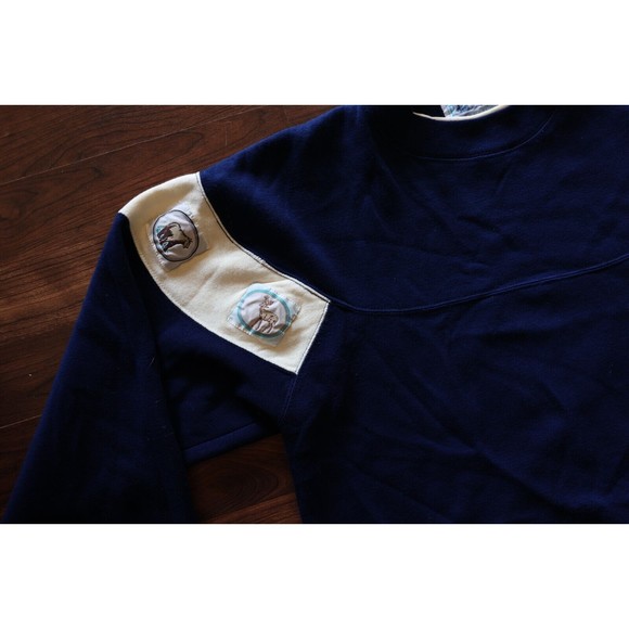 Vintage Premier International Woman's Elk/ Bear Patches Blue Sweater S - Picture 6 of 14